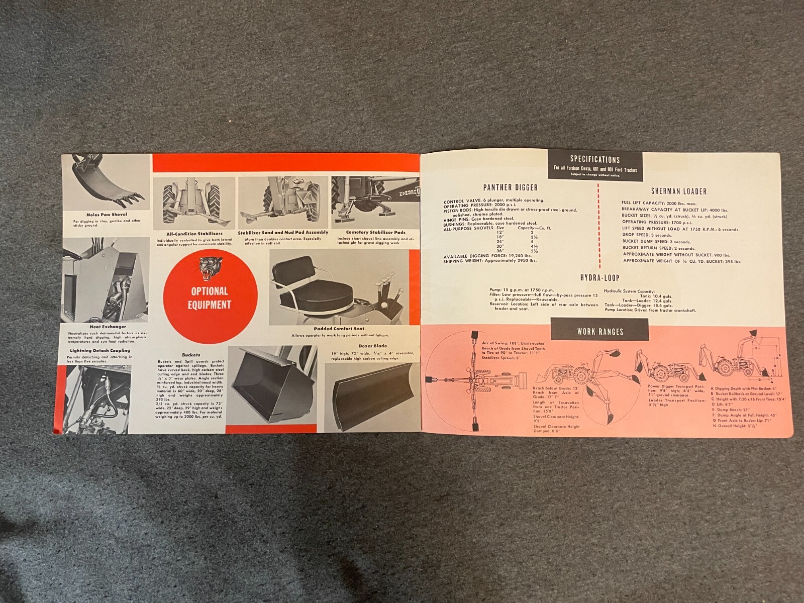 1950&rsquo;s Sherman Products Panther Loader Tractor Brochure Vintage 8 Pages
