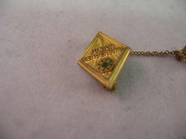 Vintage 4-H Junior Leadership Pin 1/20 10K Gold Filled w/ E Guard Chain Lapel