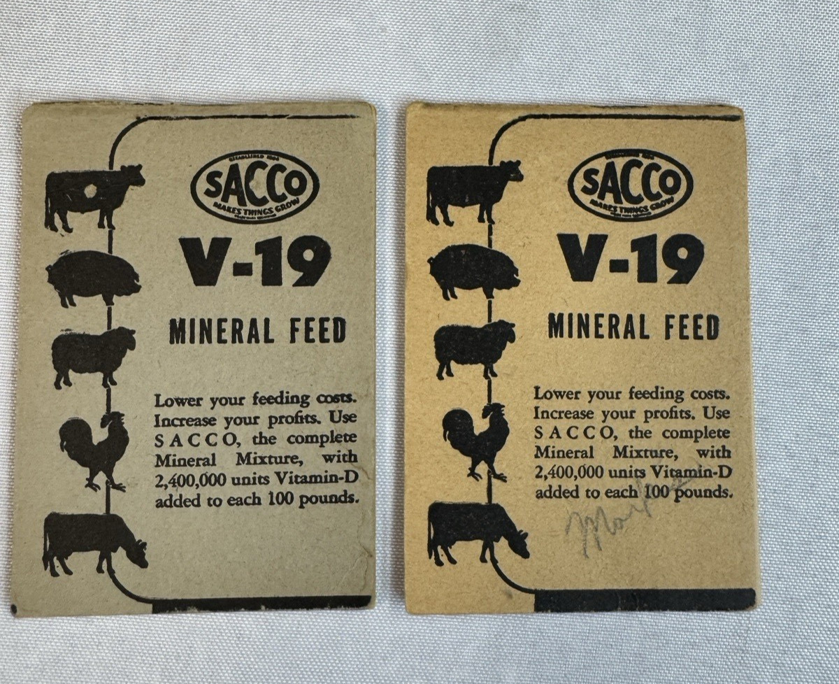 Vintage Sacco V-19 mineral feed paper pocket size memo pad (lot of 2) 1940-50s