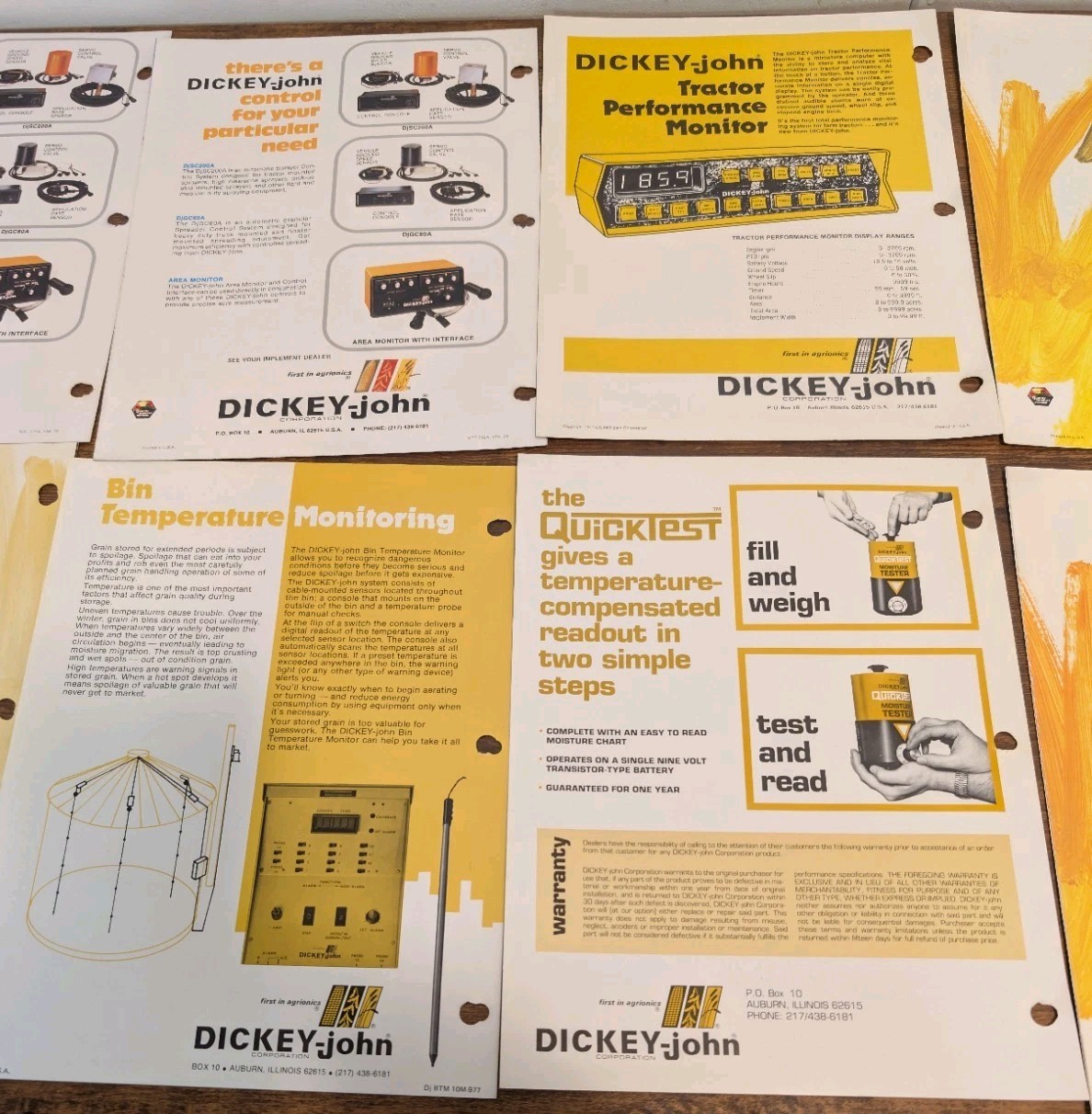 9 Dickey-john Advertising Brochures UEM,Controlled Spraying,Monitoring,Tester