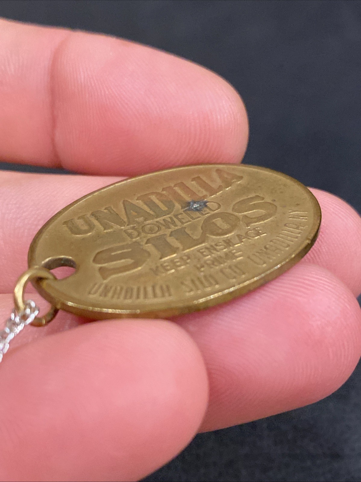 1906 ANTIQUE UNADILLA SILOS NY FARM ADVERTISING PENDANT KEYCHAIN CHARM FOB TAG