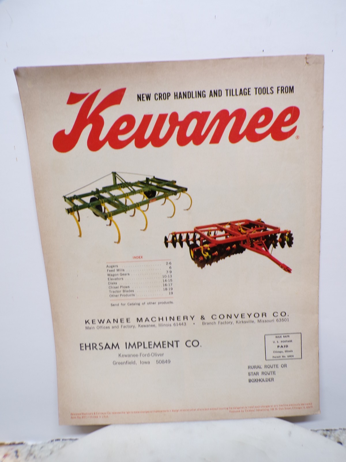 New Crop Handling-Tillage Tools Kewanee Farm Machinery Catalog #E771 Illinois