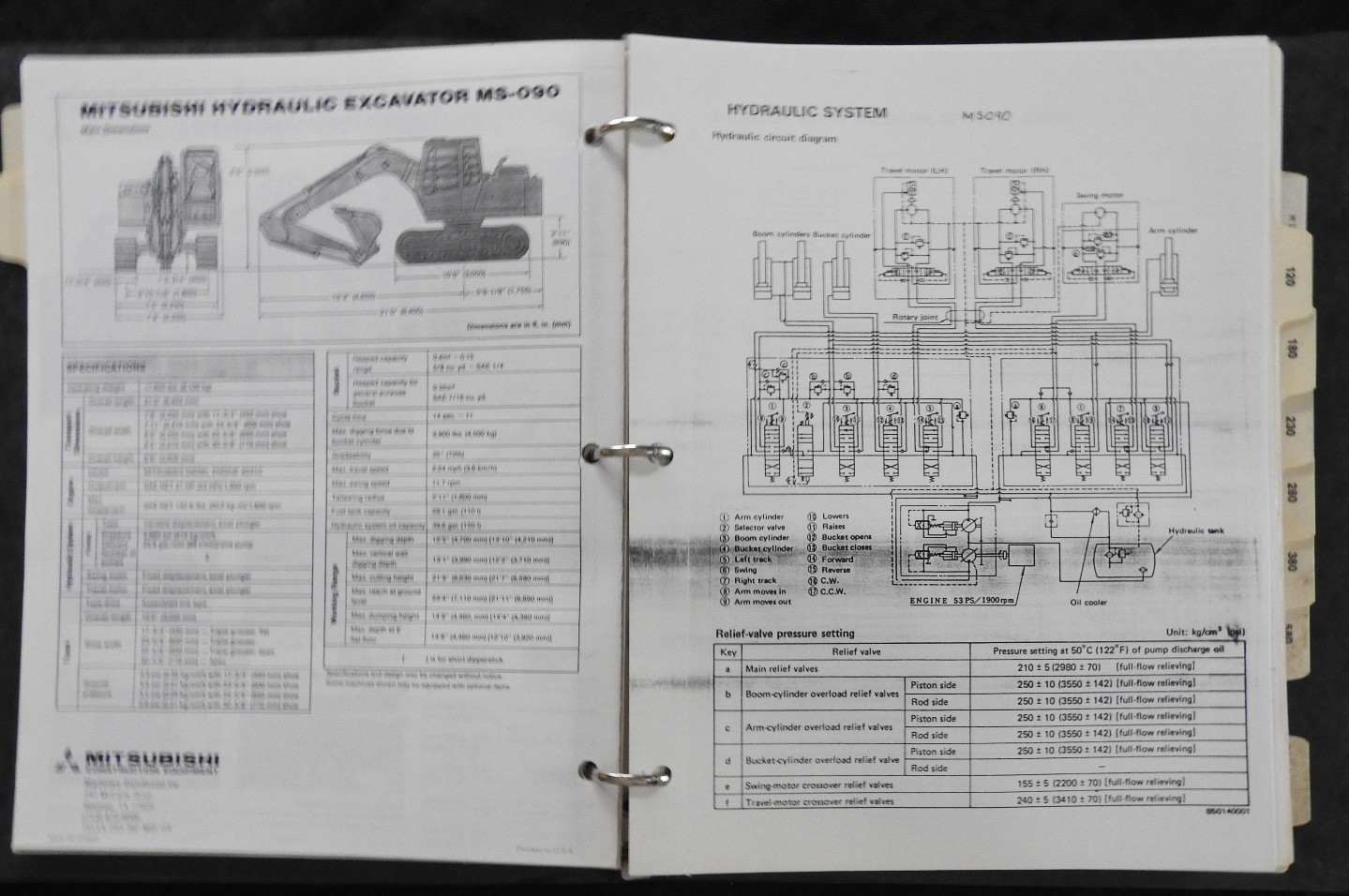 c.1980 Mitsubishi Excavator Sales Catalog Manual MS 070 120 180 230 280 380 580