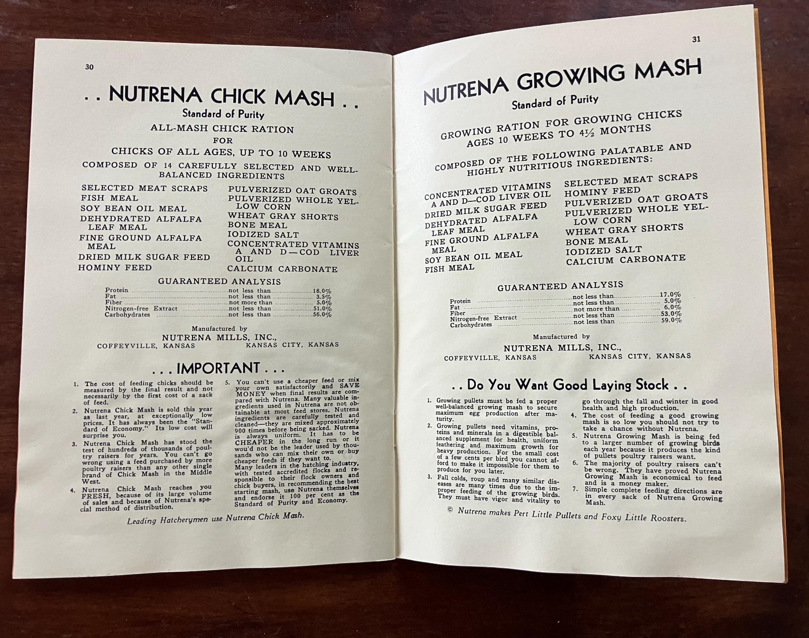 1920&rsquo;s-30&rsquo;s Chick Raising Secret for Average Folks Booklet by Nutrena Mills, Inc
