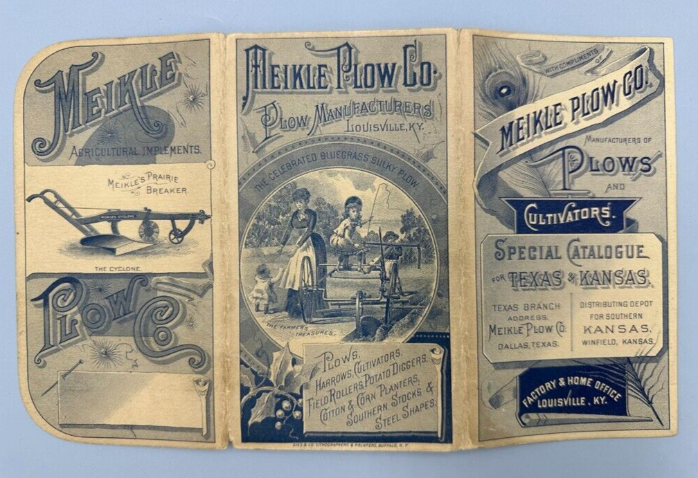 Rare 1887 MEIKLE PLOW Machinery FARM Pocket Ledger LOUISVILLE KY Advertising