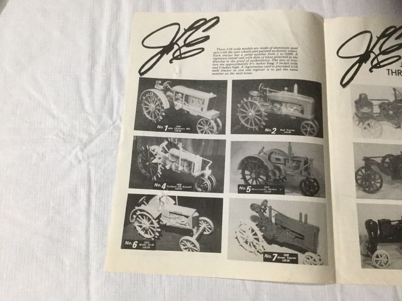 Joseph L. Ertl Scale Models Collectors Series NO. 8 Sales Brochure