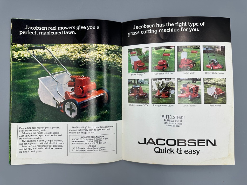 1977 JACOBSEN LAWN TRACTORS Riding Mower Advertising Catalog Vintage