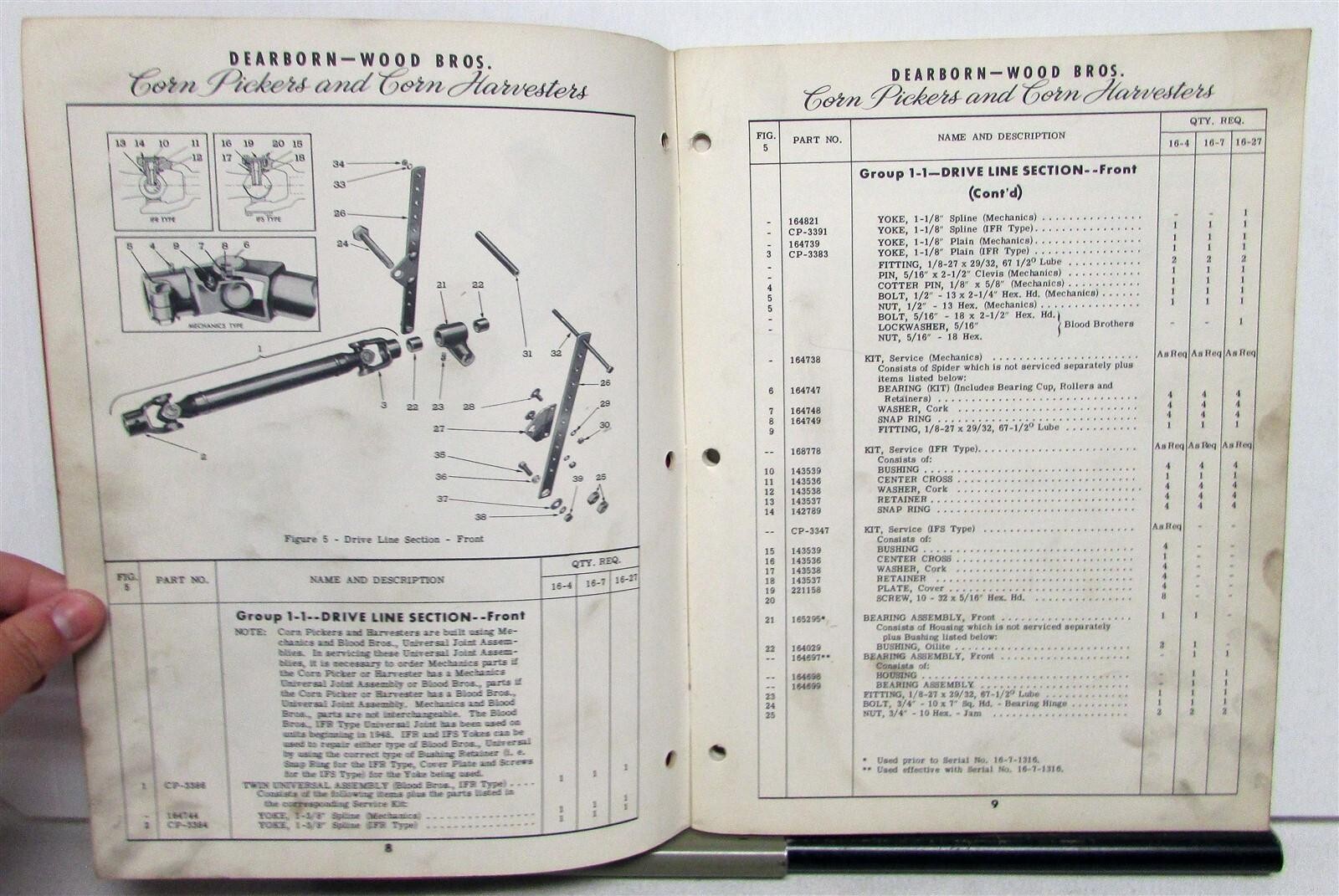 1956 Ford Corn Picker/Harvester Specs Diagrams Agriculture Sales Parts Book