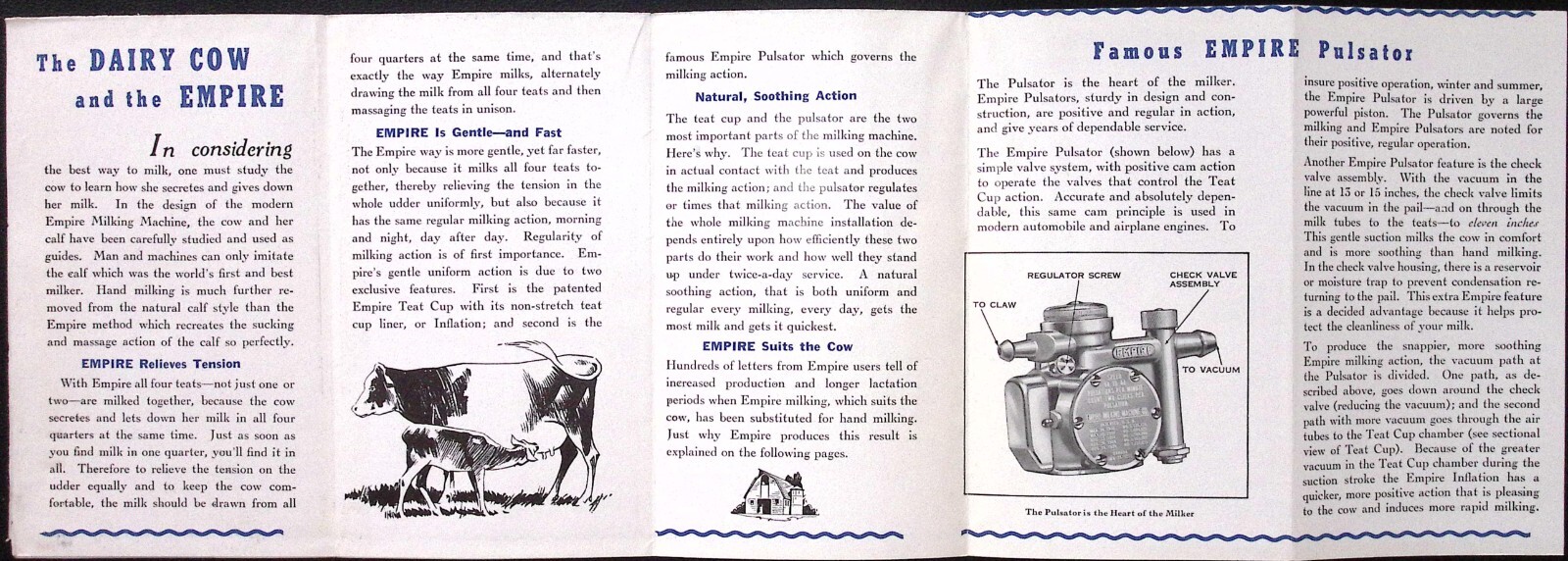 1952 Empire Milker Empire Milking Machine West Chester PA Fold Out Brochure