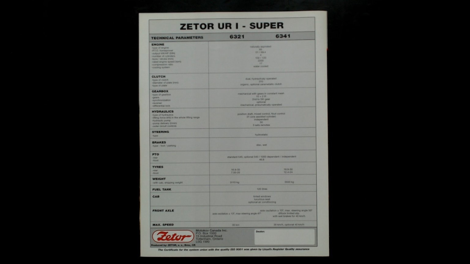 Zetor 6341 6321 Vintage Agricultural Tractor Brochure 1990s