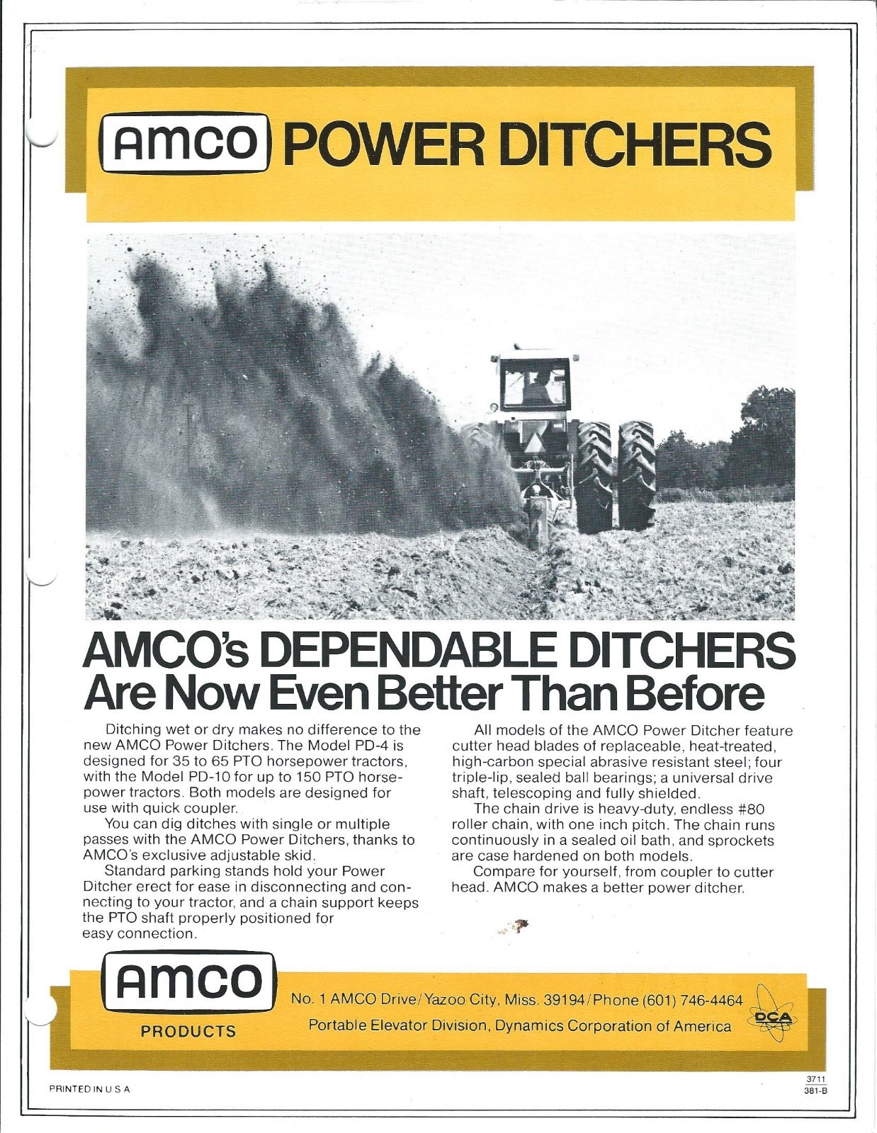 Farm Implement Brochure – AMCO – PD4-16 PD10-18 – Power Ditcher (F5274)