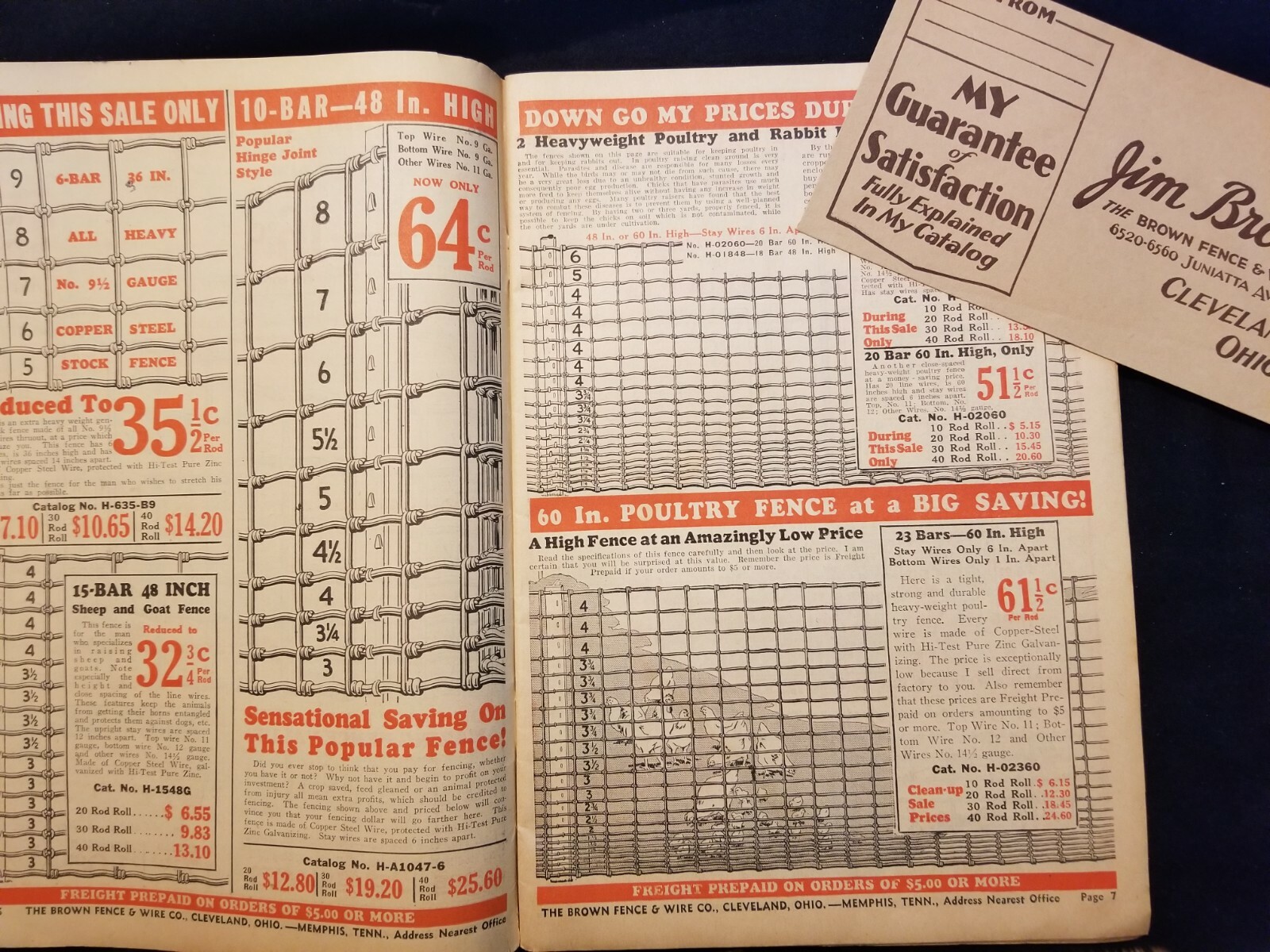 Vintage Jim Brown Fence Wire Catalog 1940 Clean Up Sale Farm Equipment Clothing