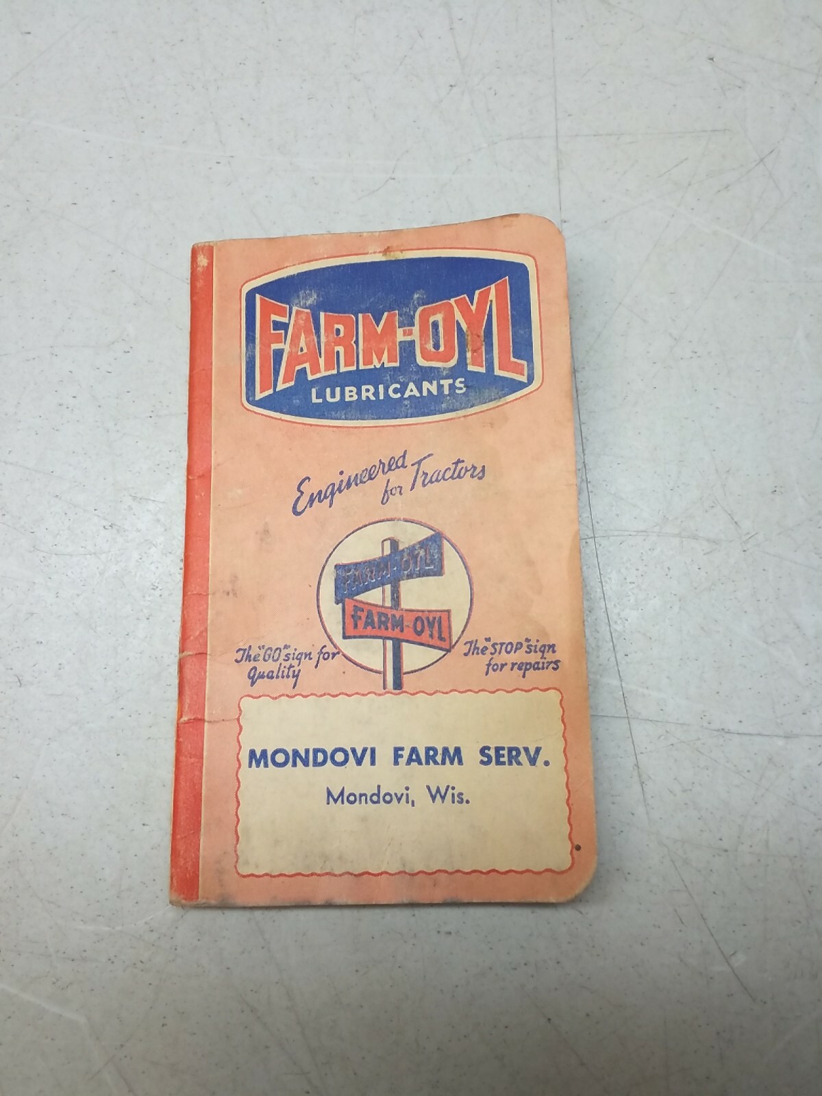 Farm Oyl Memo Book 1949 50 Petroleum Advertising Mondovi Farm Service Wisconsin
