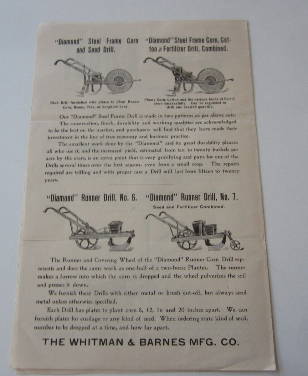 c.1900 – Whitman & Barnes Mfg – CULTIVATOR – Farming – Advertising Brochure