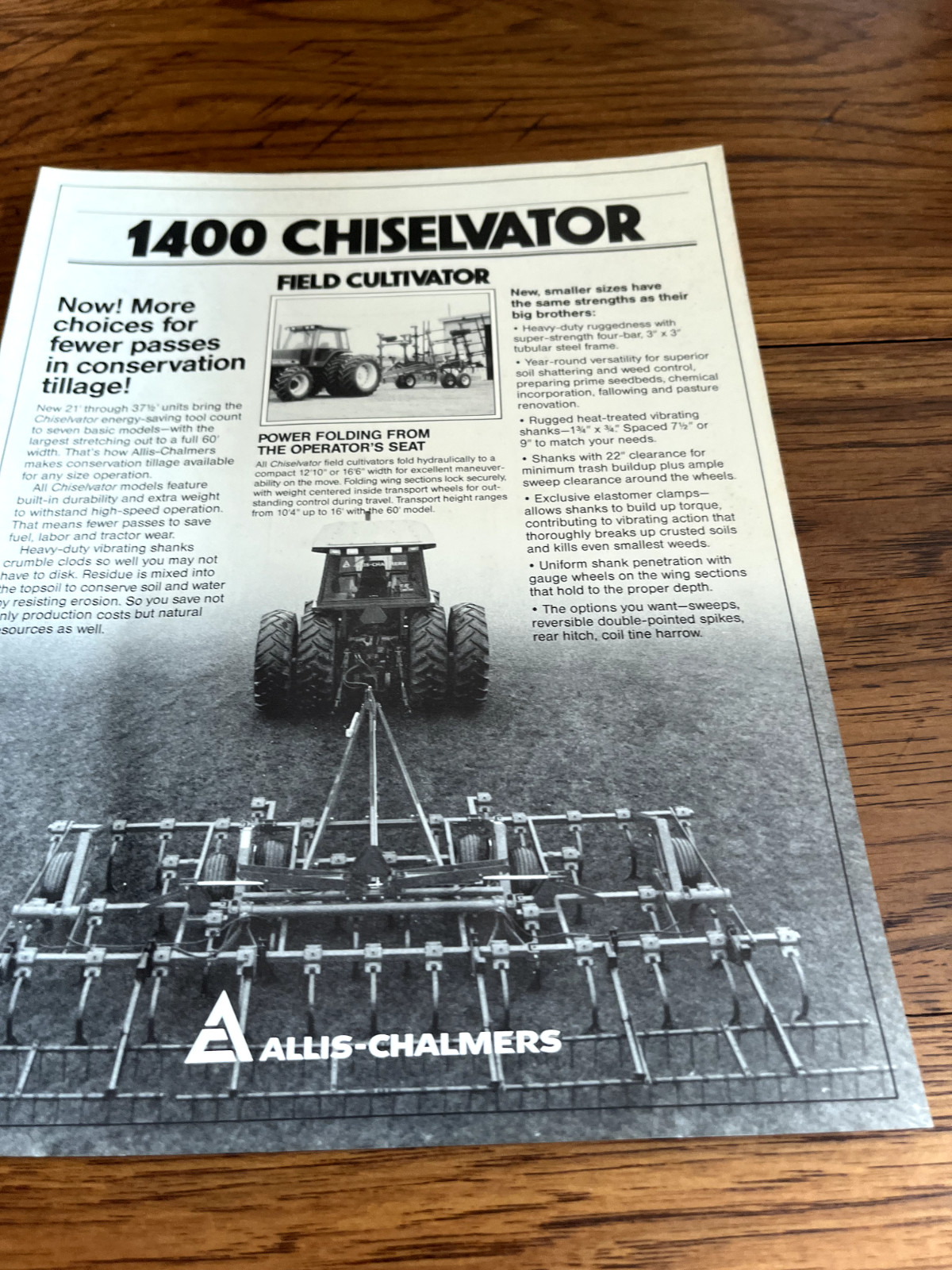 Allis Chalmers 1400 Chiselvator For 1989 Brochure FCCA