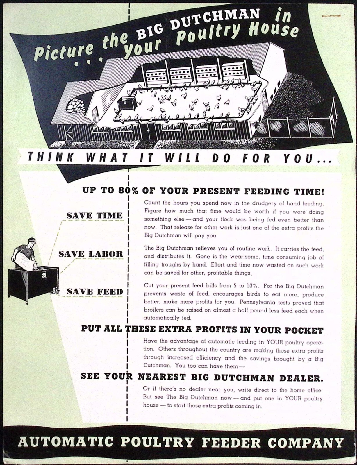 1950s Automatic Poultry Feeder Co Model B Big Dutchman Sales Brochure Zeeland MI