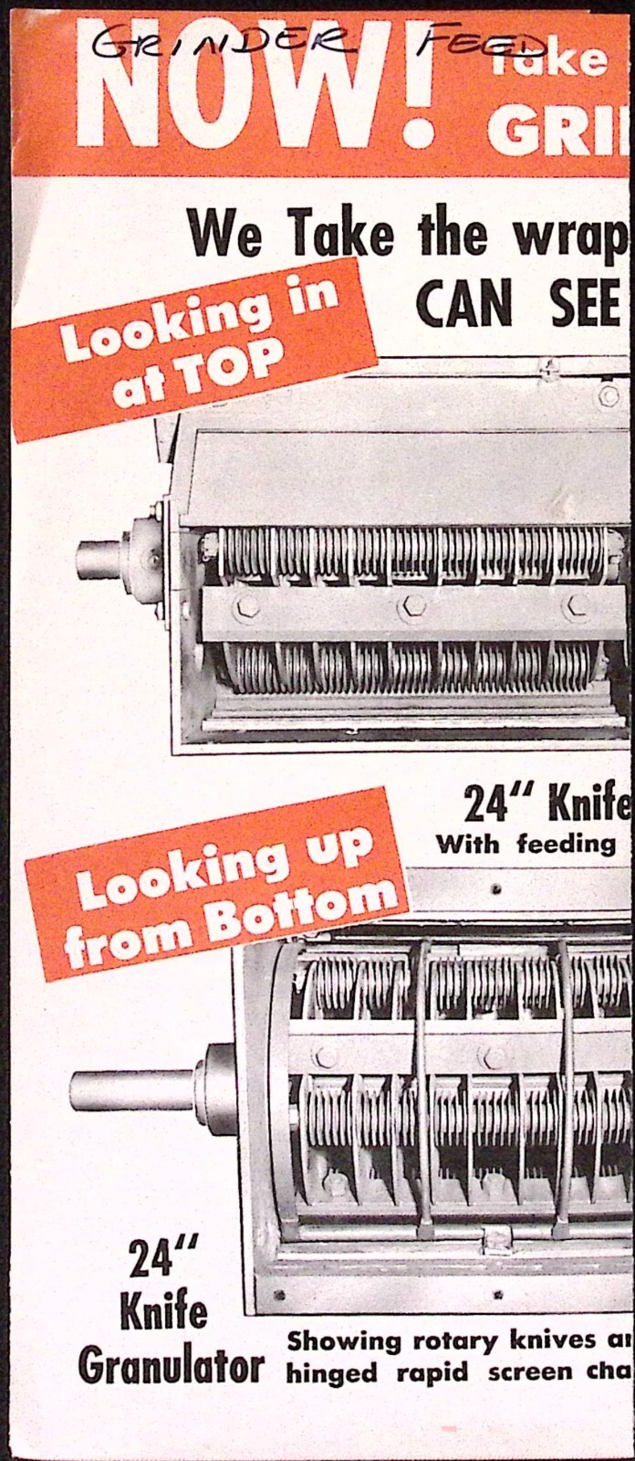 1950s HC Davis Sons Mill Machinery Knife Granulators Bonner Springs KS Brochure
