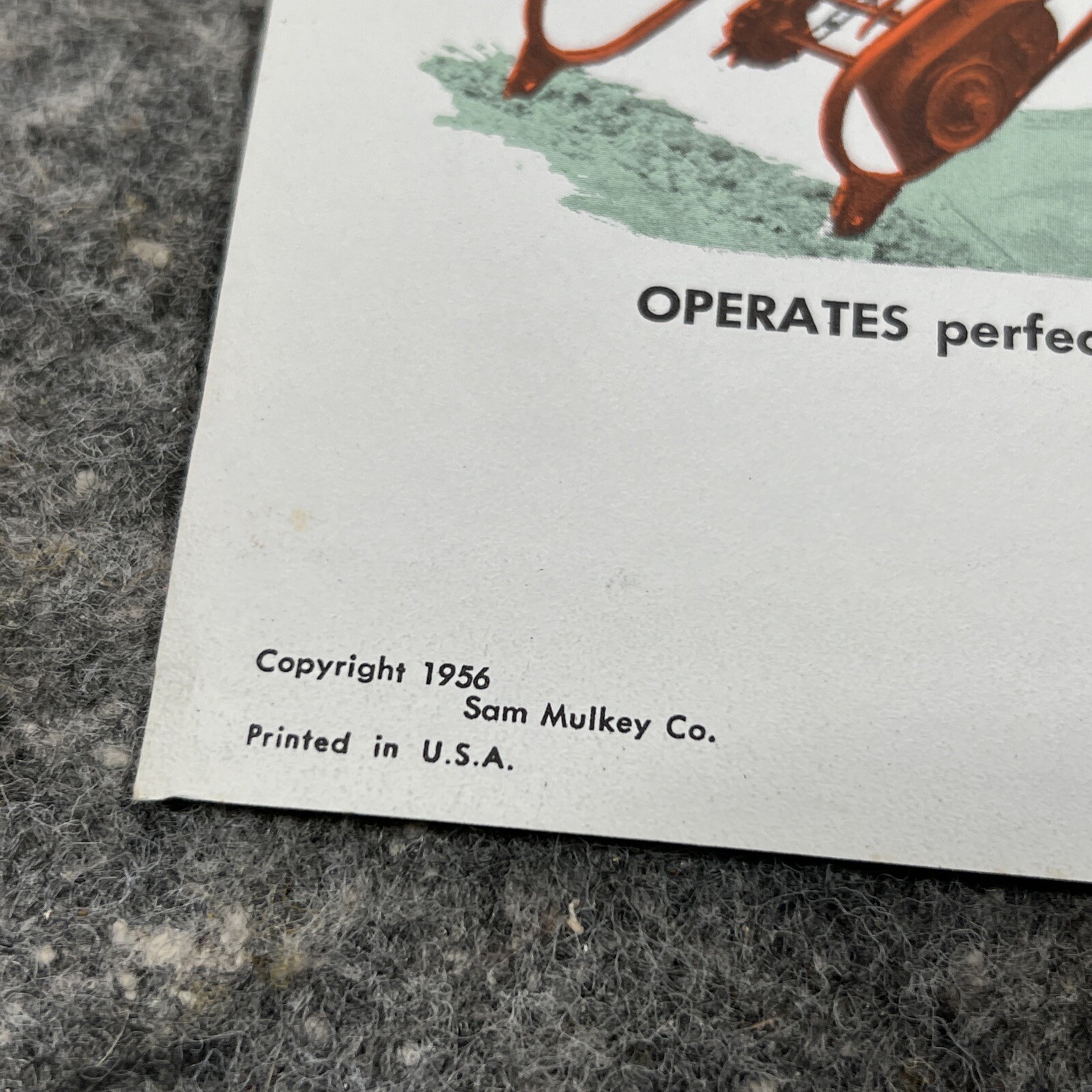 Original 1956 SAM MULKEY HAY-O-VATER One page Brochure