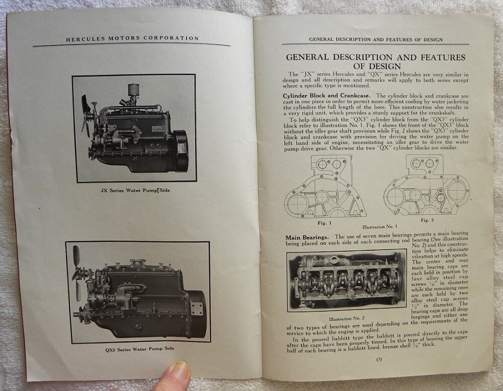 Original 1938 Hercules Operator&rsquo;s Handbook for JX & QX Series Motors