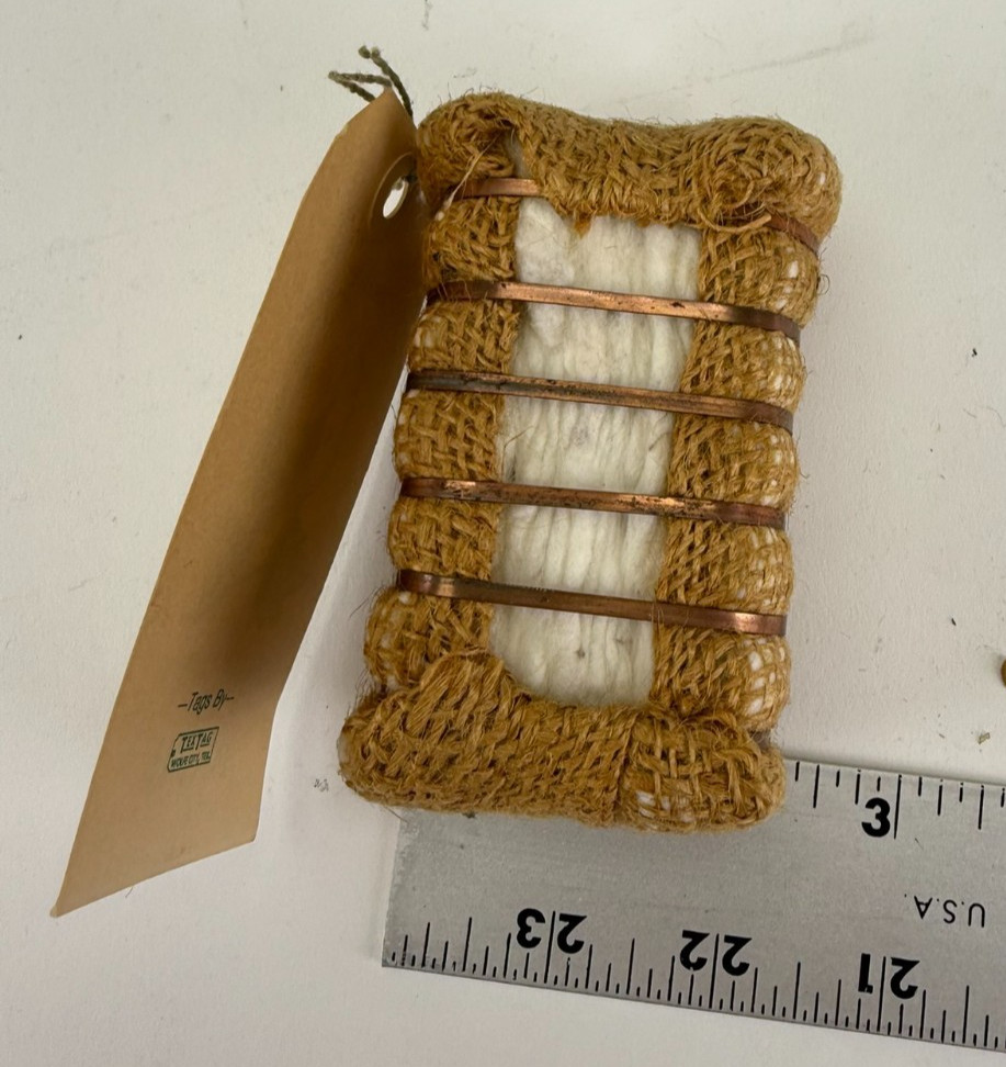 Vintage Miniature Souvenir Real Cotton Bale from Arizona in Burlap w/Tag
