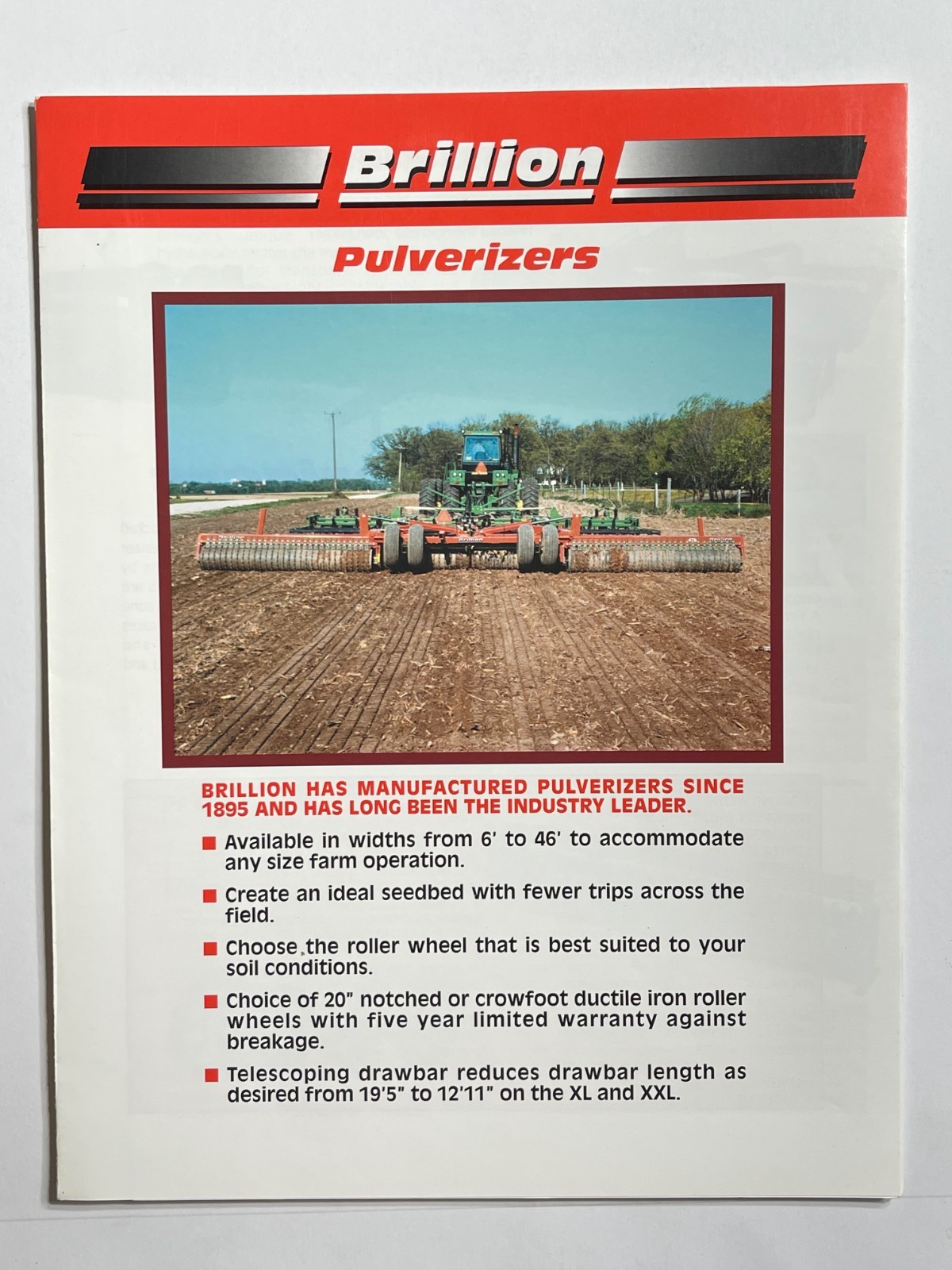 Brillion Pulverizers Sales Brochure *Showroom Dealer Item*