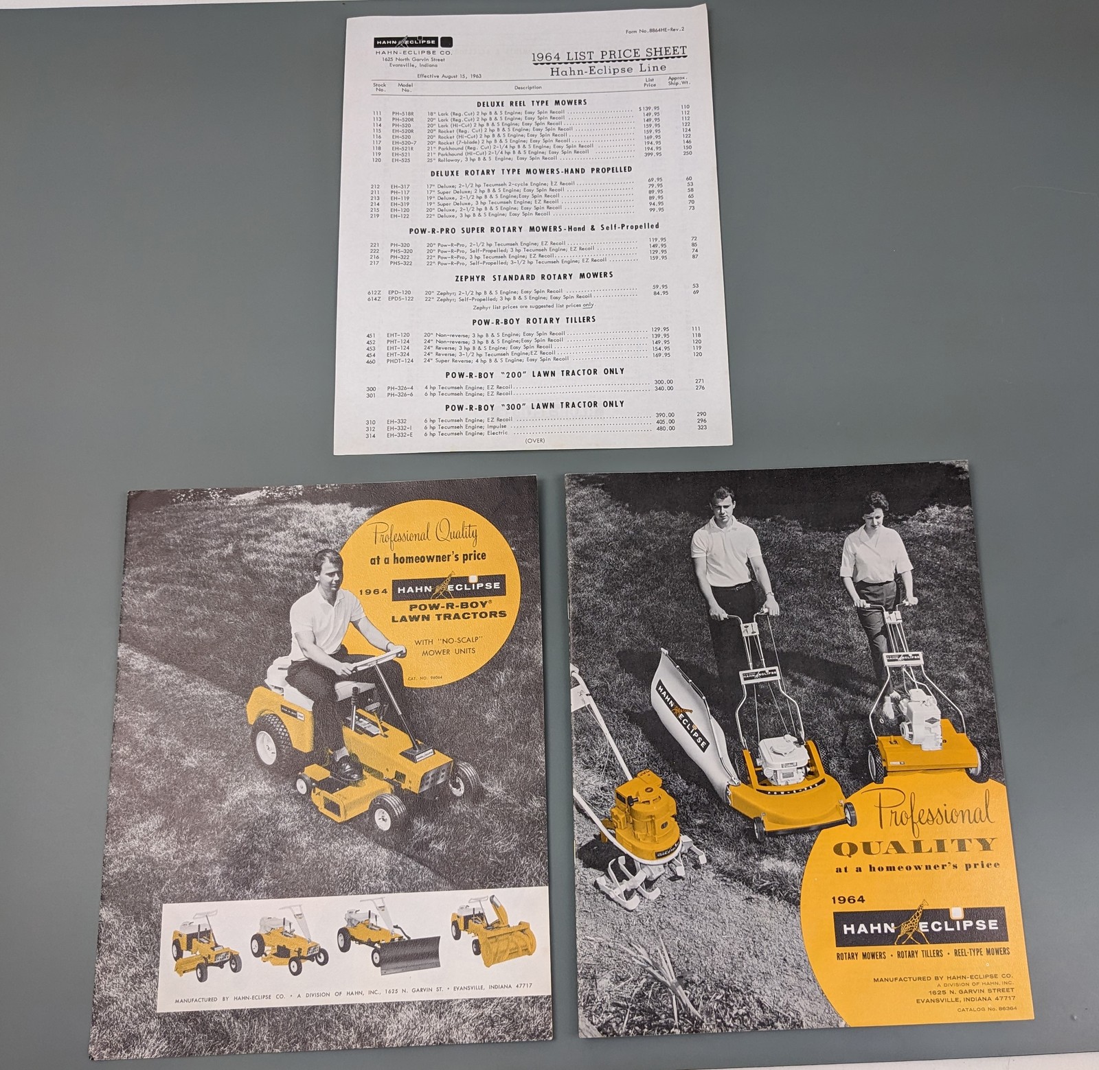 Hahn Eclipse Lawn Tractor + Mower Brochure/Ads, 1964 POW-R-BOY POW-R-PRO