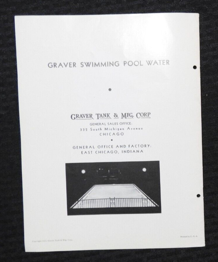 1933 Graver Tank & Mfg Co « Swimming Pool Water Filter » Stearns-Roger Denver Co