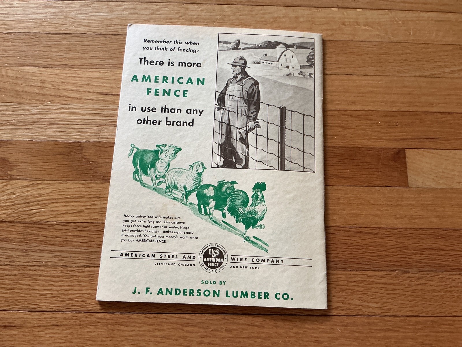 1949 Farm Acct. Record Book – J. F. Anderson Lumber Co. Minnesota, Iowa, Dakotas
