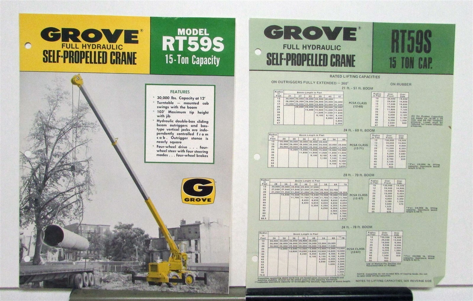 1972 Grove RT59S 15 Ton Crane Specifications Construction Brochure