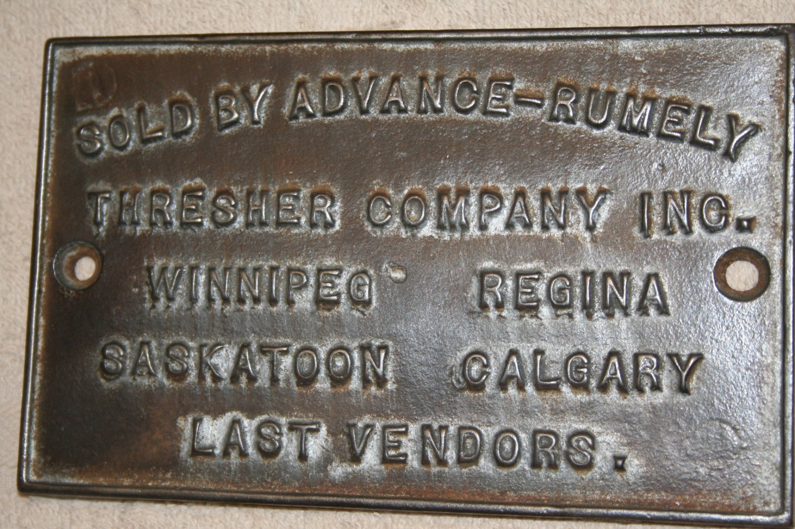 ADVANCE-RUMLEY TRACTOR & IMPLEMENT PLATE