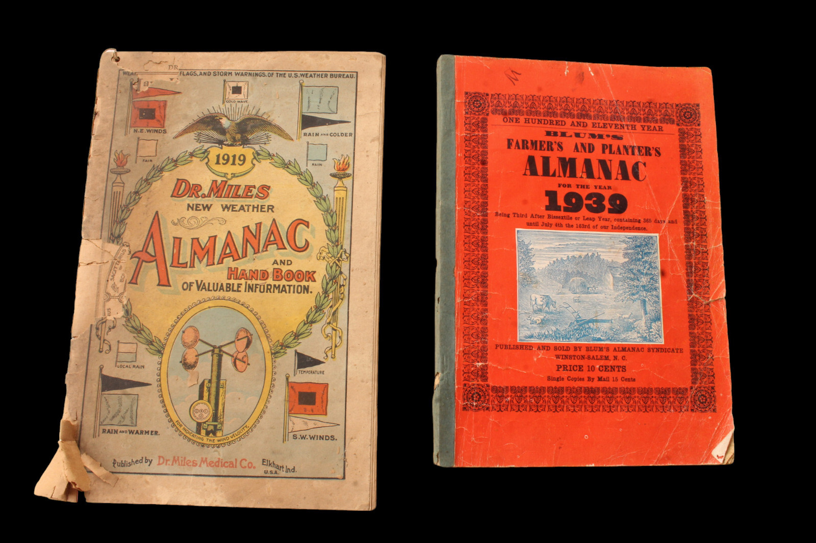 5 Antique Farmers & Dr Miles Almanac Watkins Stock Manual & Successful Farming