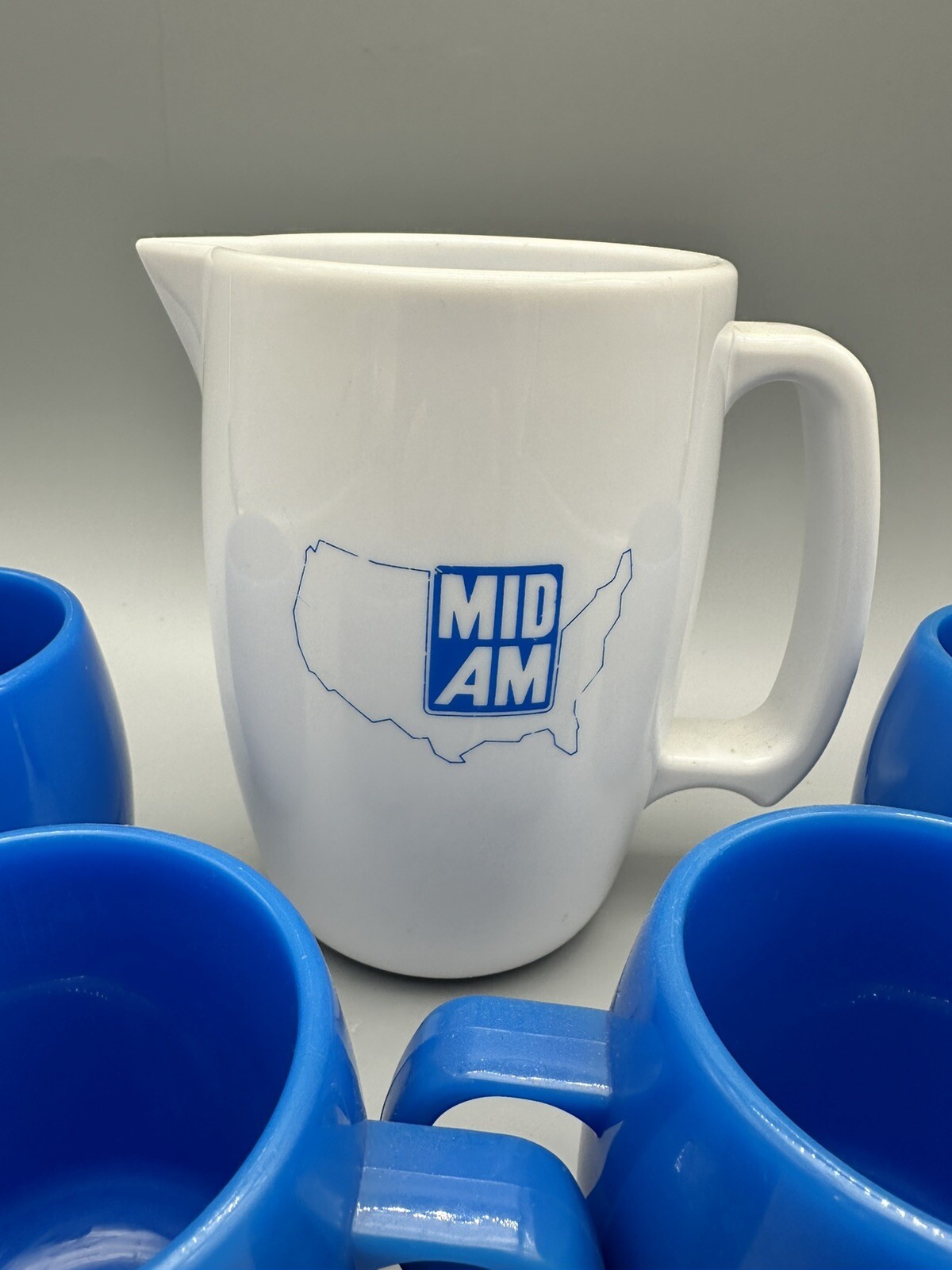 Vintage Mid Am Dairy Farm Water Pitcher Cups Advertisment RARE FIND