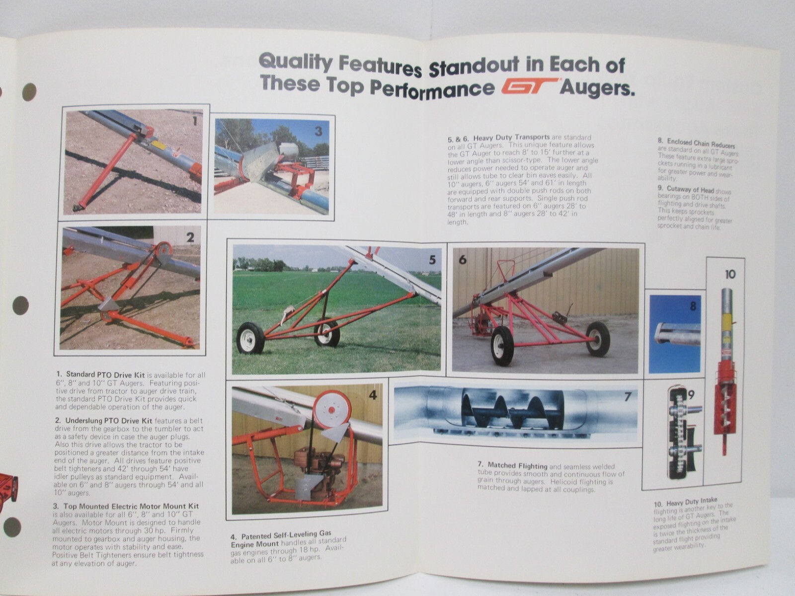 GT Gilmore Tatge Mfg Transport Augers 6 8 & 10 Brochure Specifications