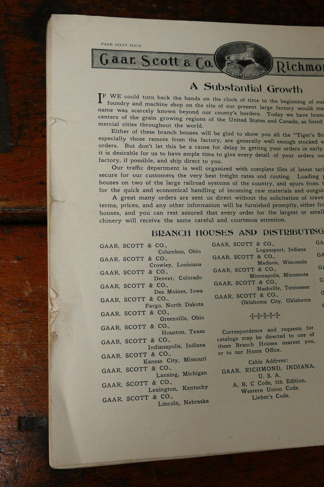 RARE Antique Original 1908 Gaar Scott & Co Tiger Threshing Line Tractor Catalog