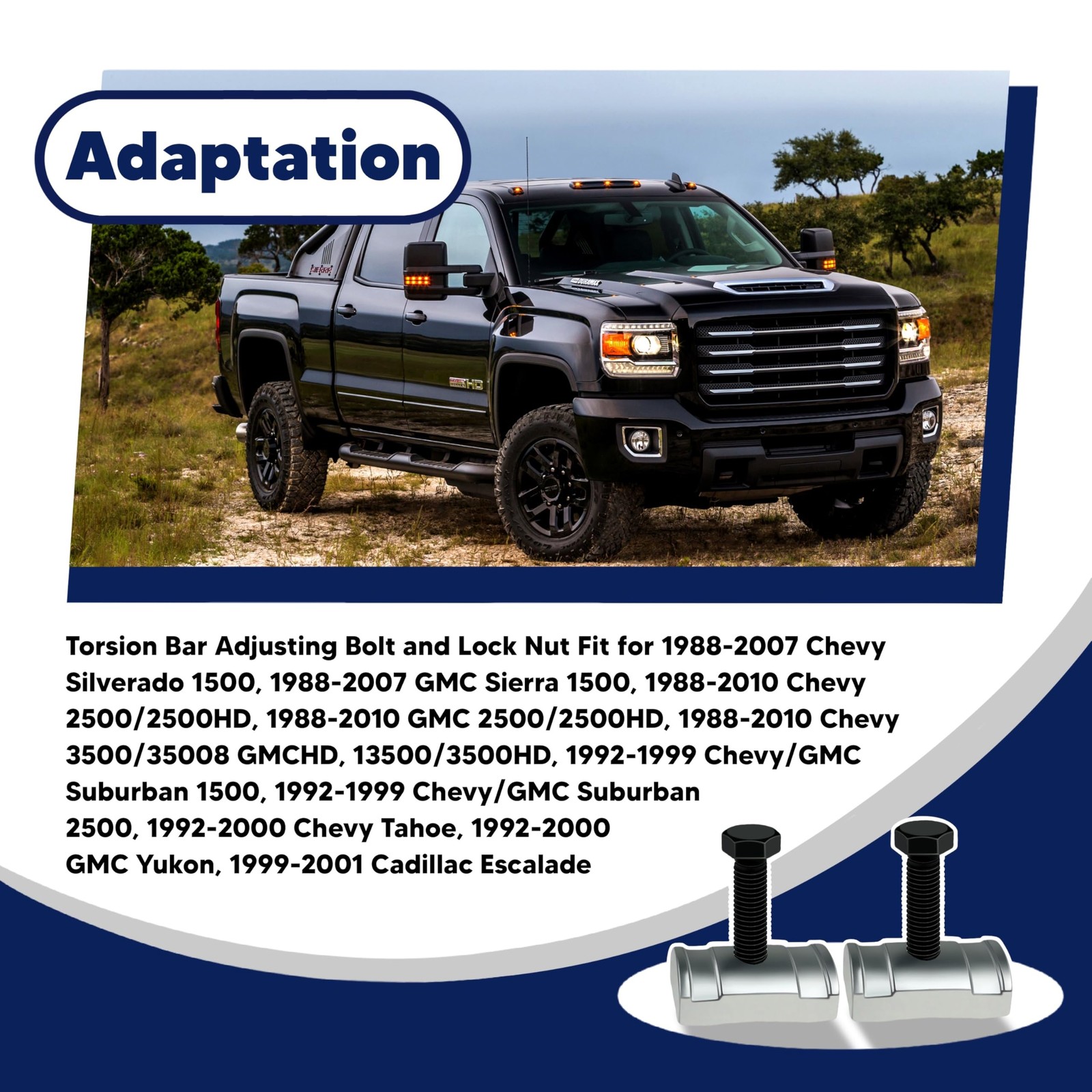 VONLX Torsion Bar Adjustment Bolt and Lock Nut Fit for Chevrolet Silverado…