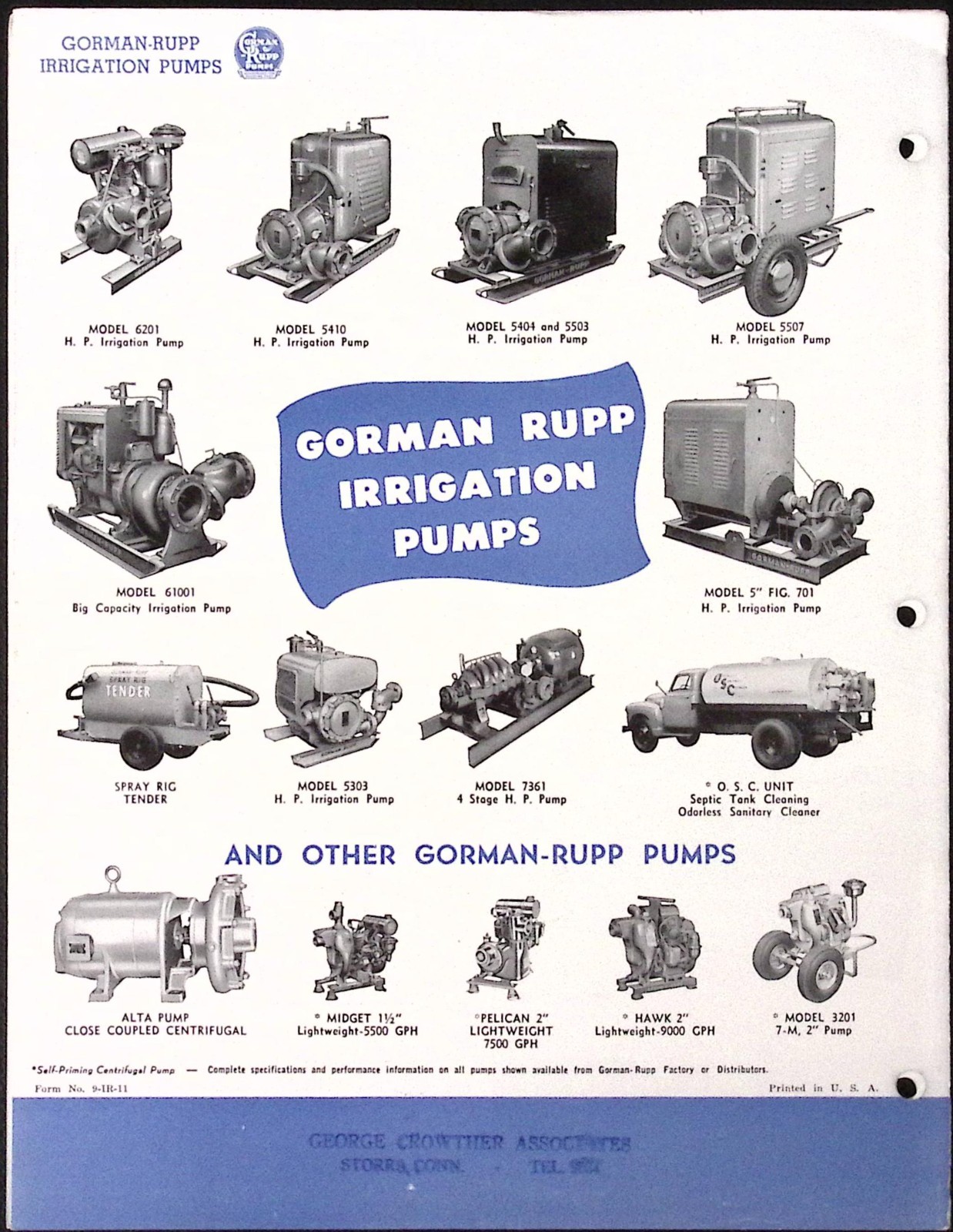 1954 Irrigation Pumps Brochure Gorman-Rupp Company Mansfield OH