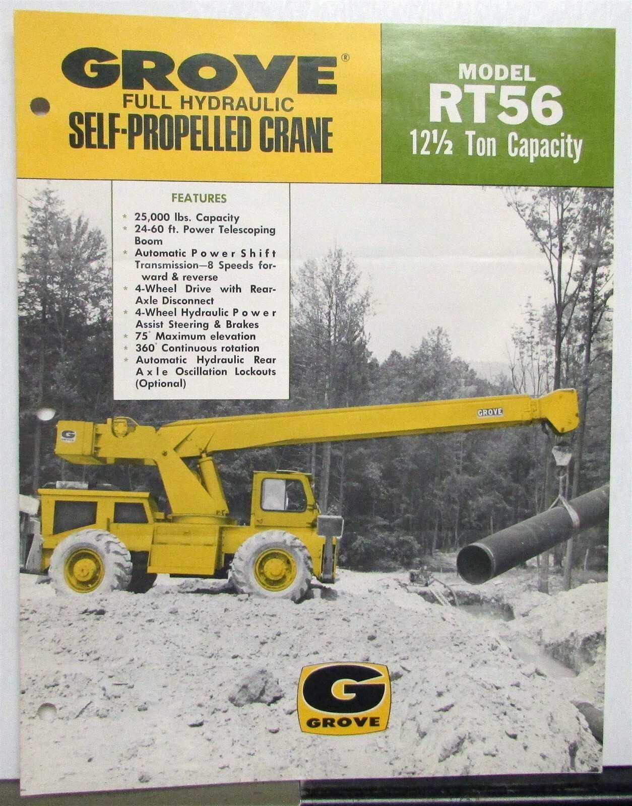 1971 Grove RT56 12 1/2 Ton Crane Specifications Construction Sale Brochure