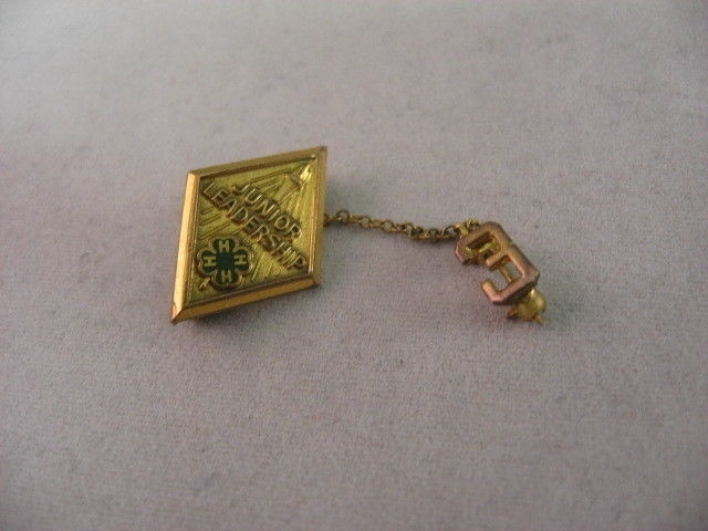 Vintage 4-H Junior Leadership Pin 1/20 10K Gold Filled w/ E Guard Chain Lapel