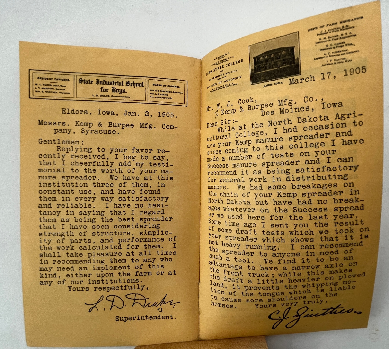 1905 Why The State Iowa Bought Success Manure Spreaders Kemp & Burpee Syracuse