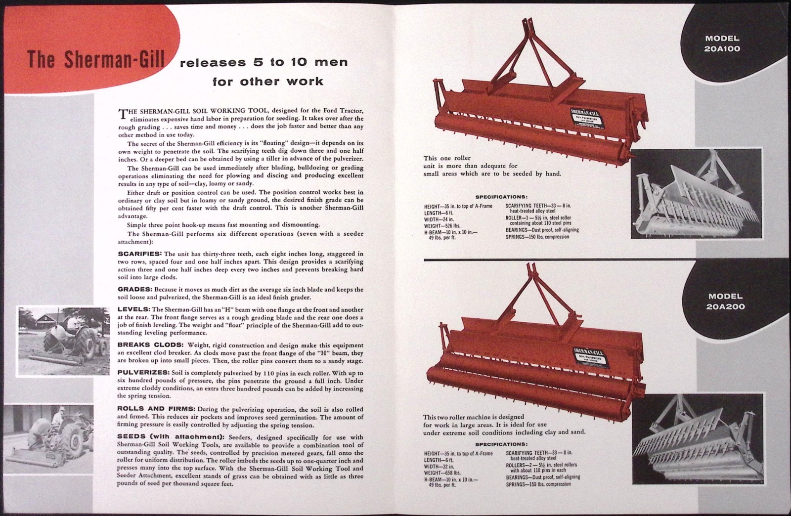 1958 Sherman Gil Soil working Tool Brochure Sherman Products Royal Oak MI