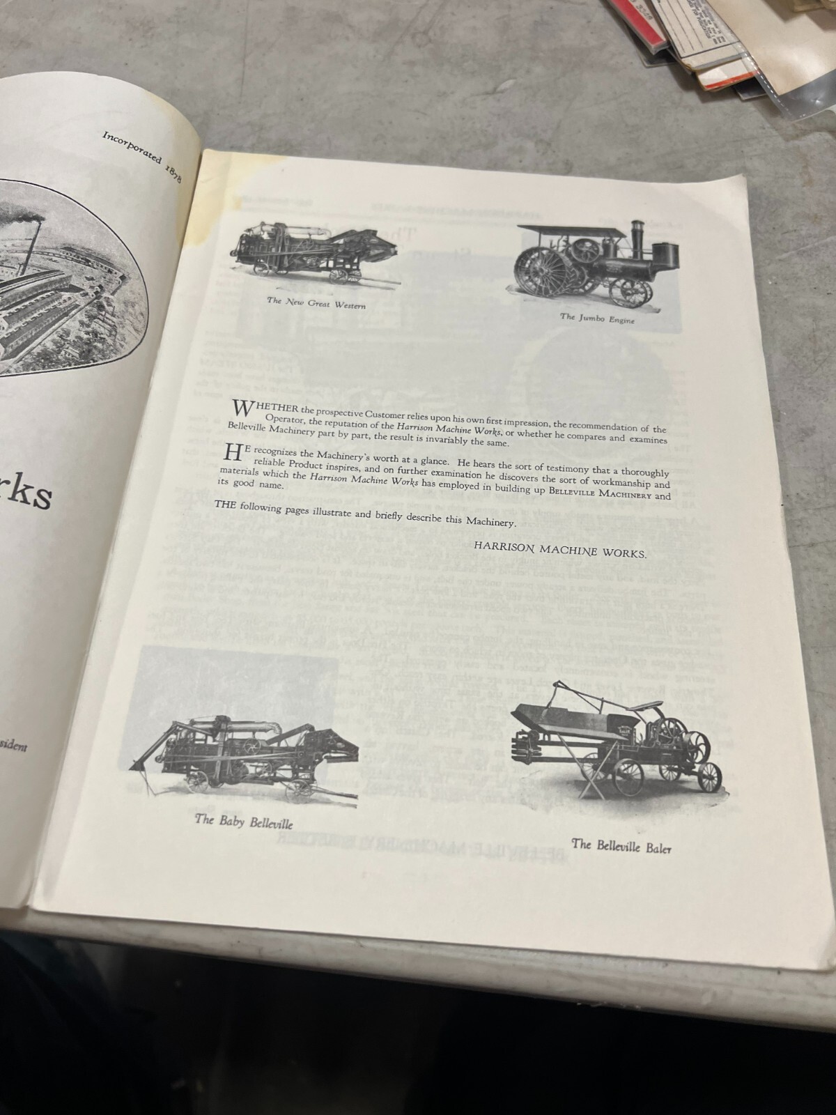 REPRINT? Belleville Threshing Machinery Company catalog Harrison machine works