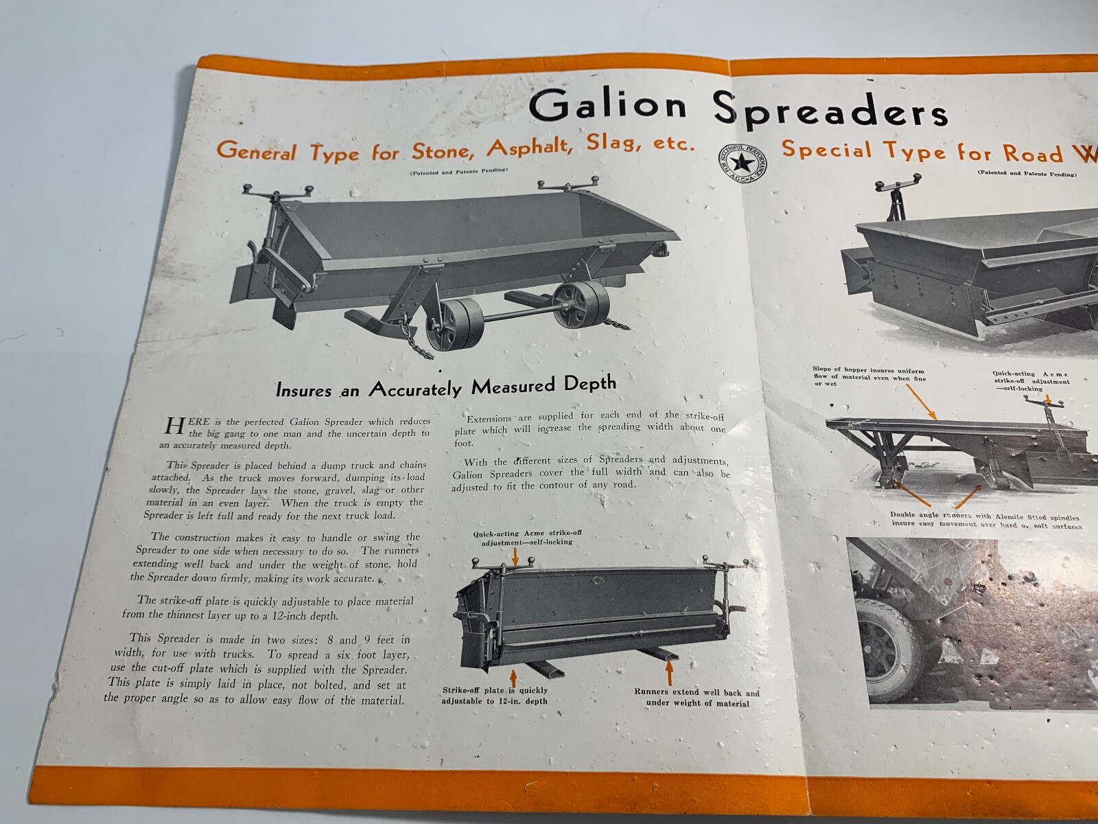 GALION SPREADERS – GALION IRON WORKS MFG CO OHIO, ASPHALT, STONE, GRAVEL, SLAG