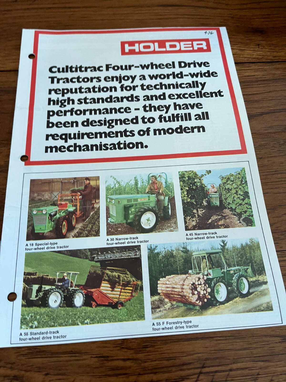 Holder Four Wheel Drive Tractor Brochure AMIL22