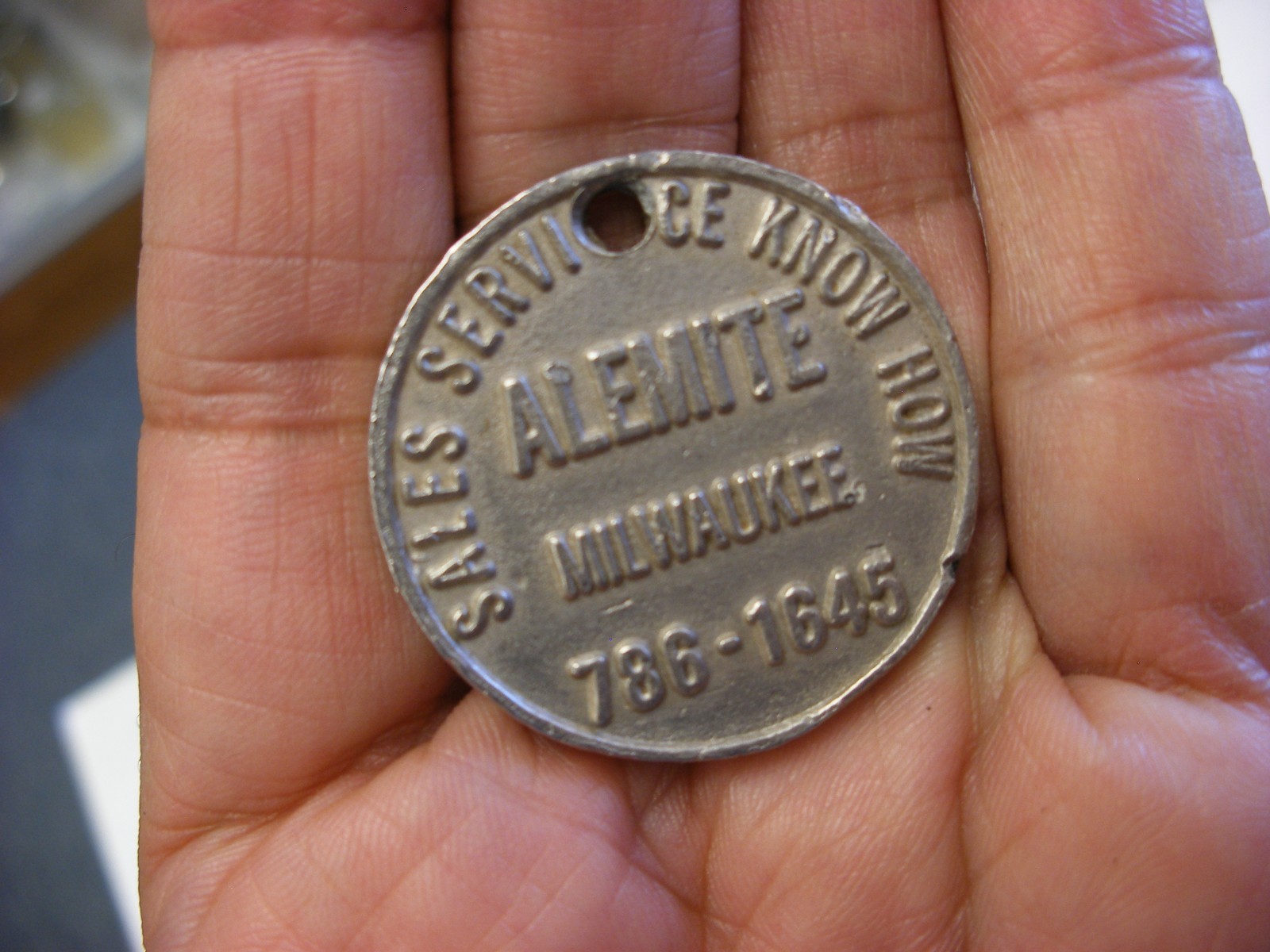 Vintage Advertising Token or Key FOB Alemite Milwaukee Wisconsin WI