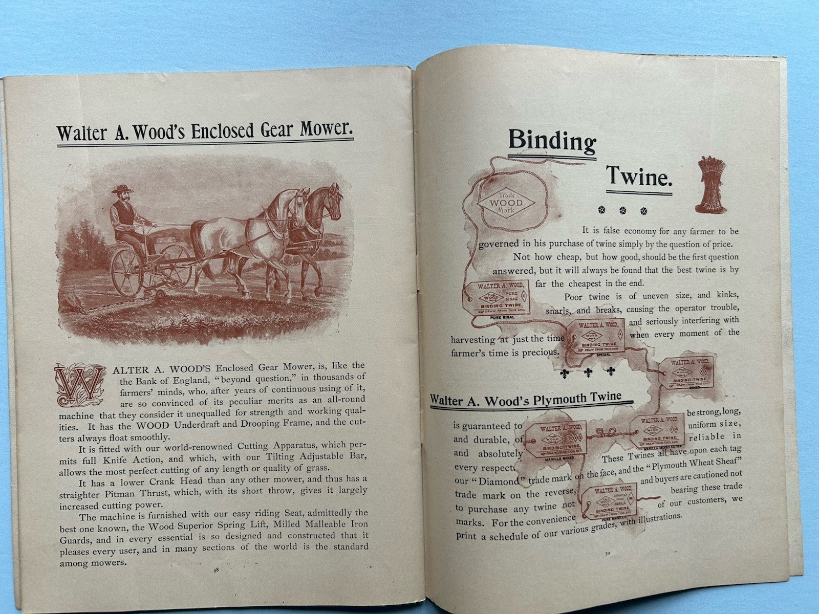 Antique Walter A. Wood Mowing & Reaping Machine Farm Machinery Catalog Jan 1895