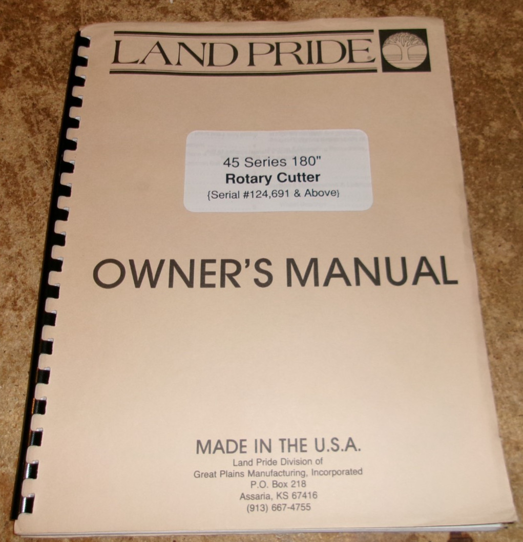 1995 land pride 45 series 180&Prime; rotary cuttery owners manual new