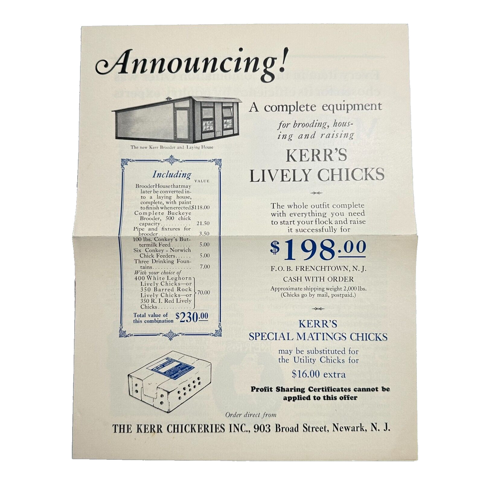1924 Kerr&rsquo;s Lively Guaranteed Lively Chicks Catalog Kerr Chickeries NEWARK NJ
