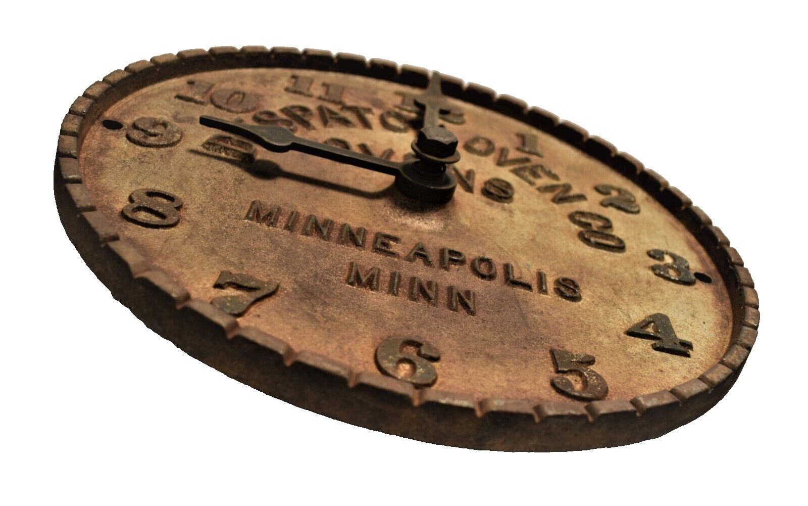 RARE Antique Despatch Oven Clock Timer Cast Iron Advertising Furnace Metal Sign