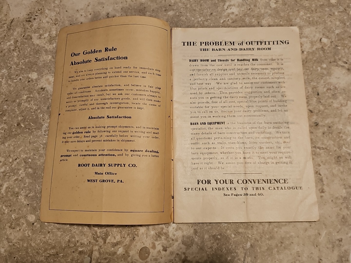 Root dairy supply catalog West chester pa milk cream separtor engine keystone