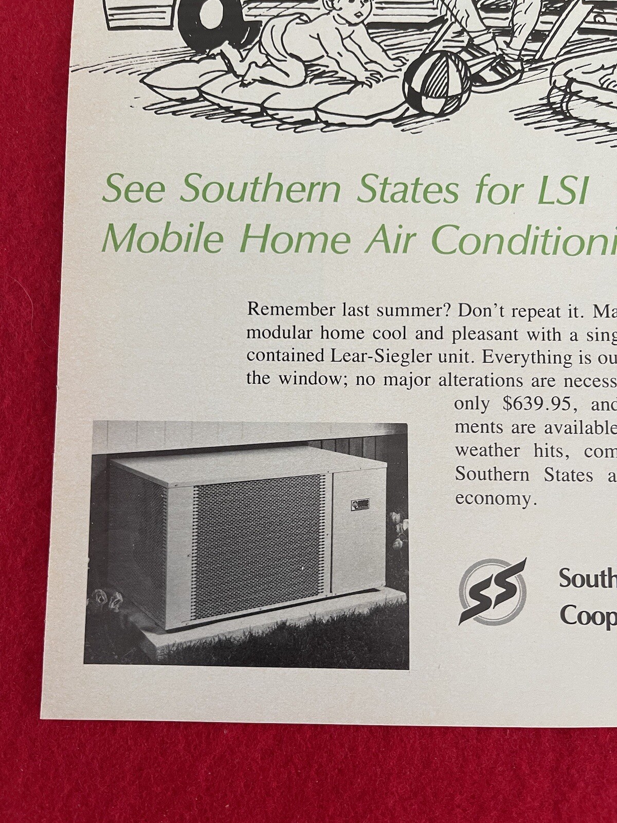 Vintage 1976 Southern States LSI Mobile Home Air Conditioning Print Ad